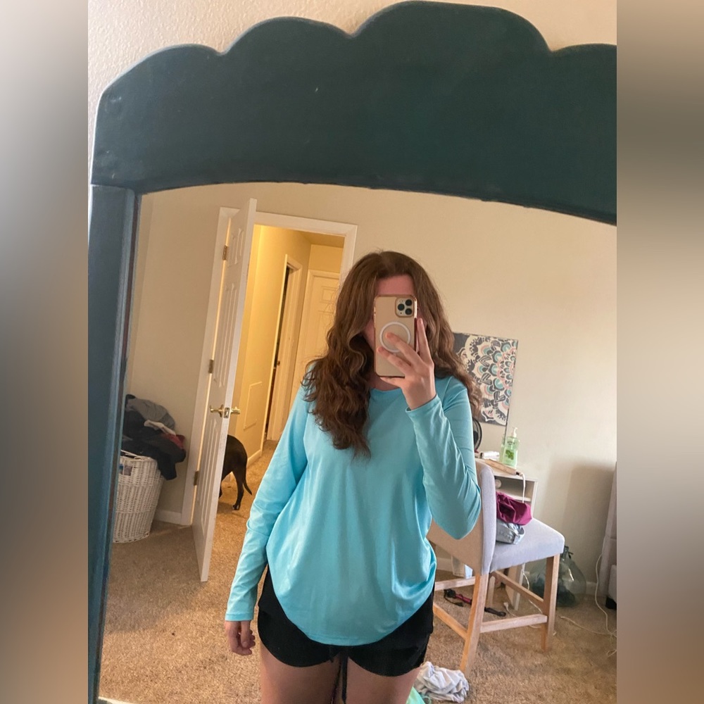 light blue workout long sleeve